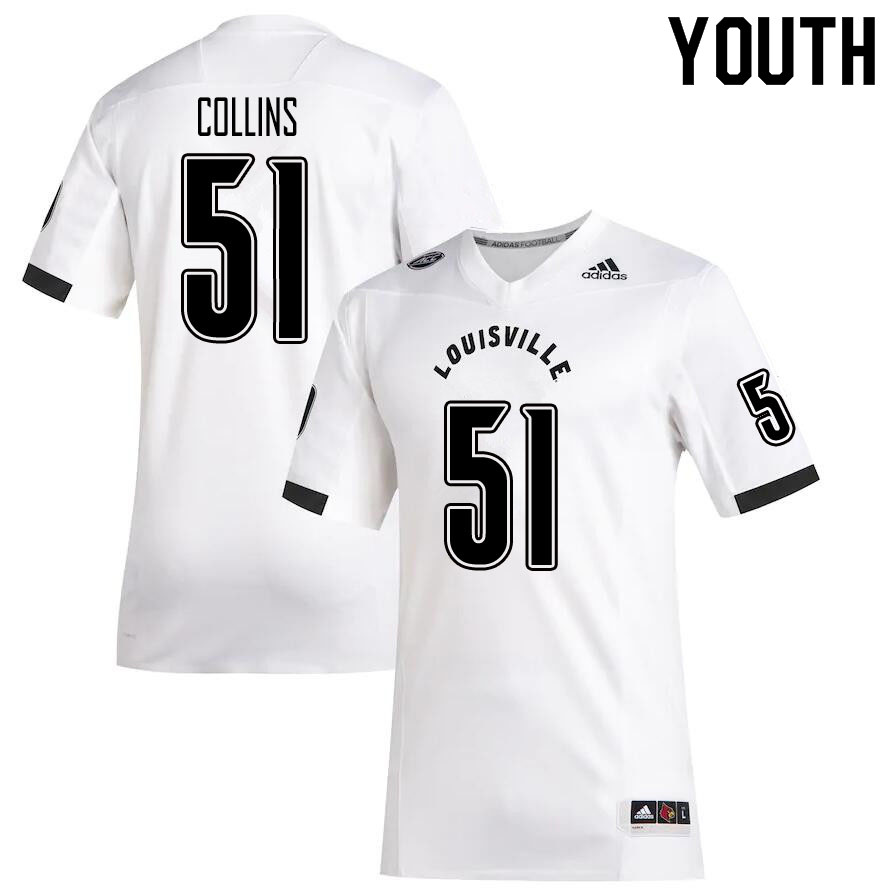 Youth #51 Austin Collins Louisville Cardinals College Football Jerseys Sale-White - Click Image to Close